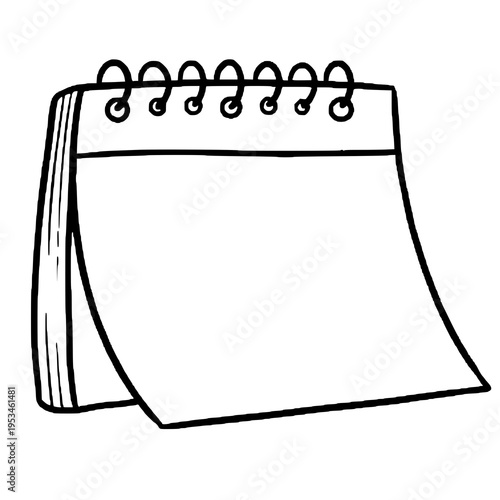 Hand-drawn illustration of a spiral notebook or desk calendar, ideal for office, planning, schedule, and stationery themed designs.