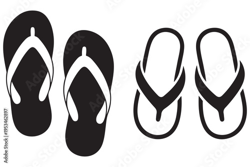 Summer flip flop sandals silhouette casual beach footwear illustration
