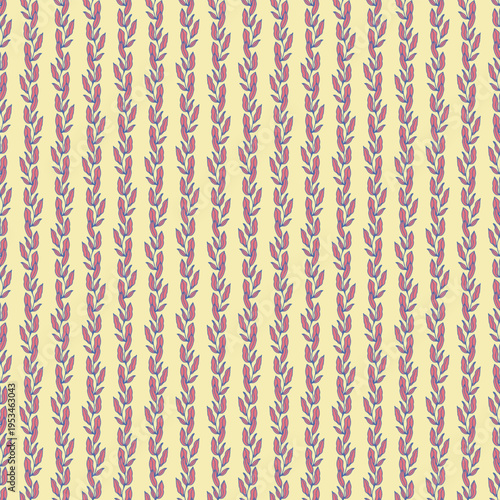 Minimalist Pink Wavy Leaf Stripe Pattern