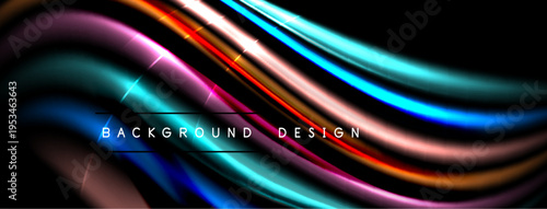 Abstract flowing lines create vibrant colorful background. Smooth curves suggest movement, energy, modern design aesthetic.