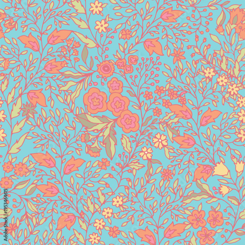 Vibrant Boho Floral Damask Sand Pattern
