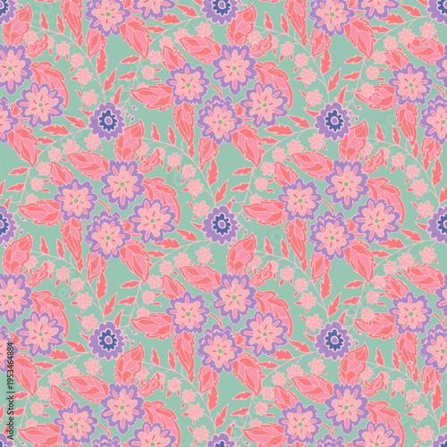 Moody Charcoal Boho Floral Damask Pattern