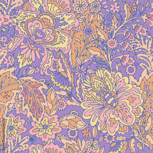 Olive Green Ditsy Floral Meadow Pattern