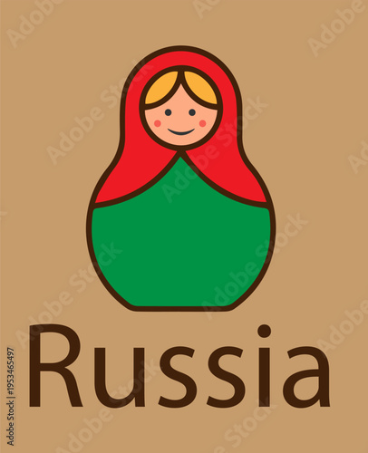 Russia text matryoshka on a beige background