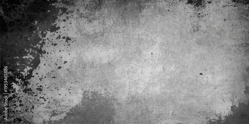 A dark, aged grey concrete wall background featuring a rough, dirty grunge texture and a vintage black cement surface pattern for an artistic backdrop