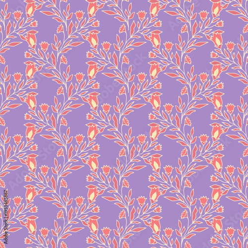 Delicate Purple Wildflower Meadow Textile Art