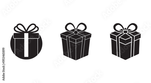 Black gift boxes with ribbons and bows in various shapes and sizes for decoration and celebration  symbolizing presents and surprises
