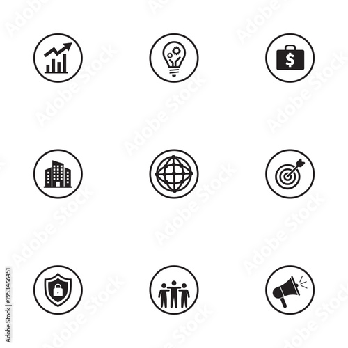 Universal Business Management and Corporate Solution Icon Set