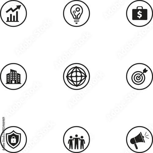 Universal Business Management and Corporate Solution Icon Set