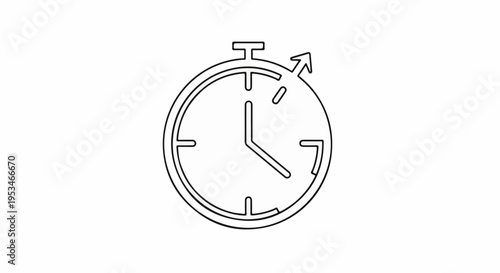 A black outline icon of a stopwatch with an arrow indicating forward movement