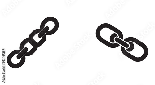 Chain links icons in black color on white background for design and illustration