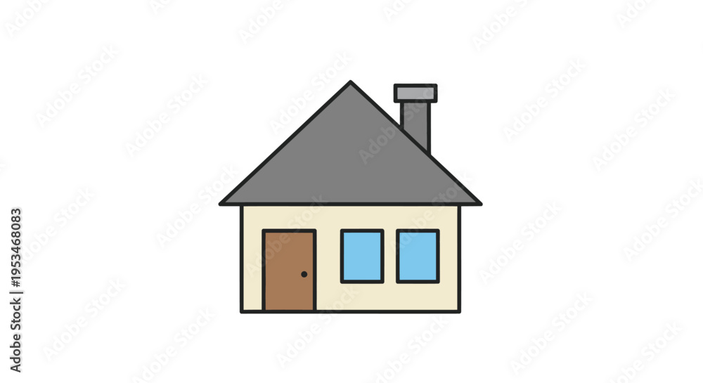 Fototapeta premium Simple Cartoon House with Roof.