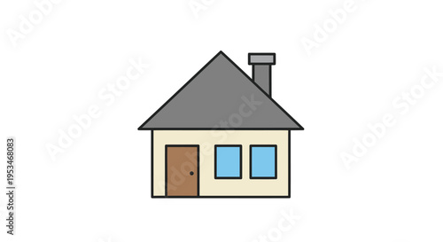 Simple Cartoon House with Roof.