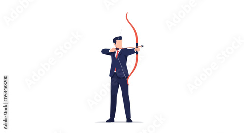 Businessman aiming bow and arrow.