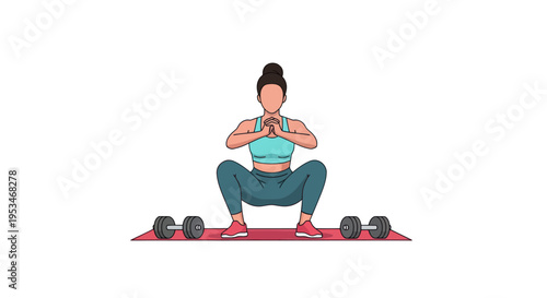 Woman doing squats with dumbbells fitness.