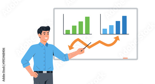 Businessman presenting data on screen.
