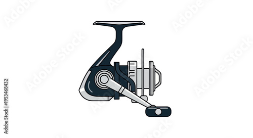 Fishing Reel Closeup Side View.