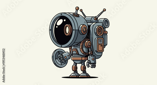Robot with large camera equipment.