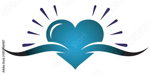  hand drawn love heart with sparkle rays vector illustration eps 10