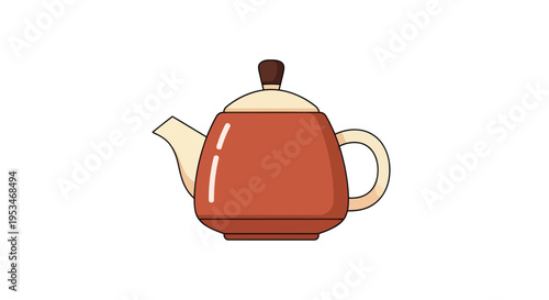 Brown Teapot with White Accents.