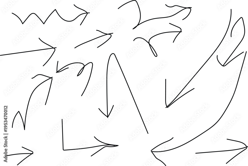 Fototapeta premium A collection of hand drawn arrows on a white background