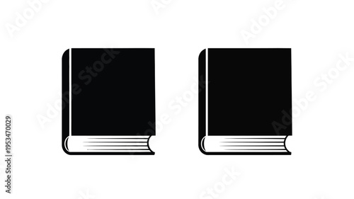 Two closed books depicted in a stark minimalist silhouette