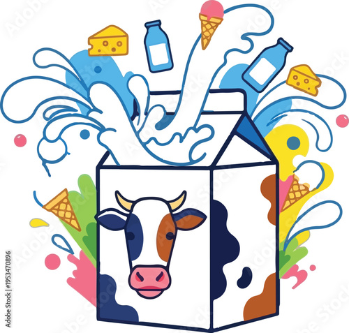 Milk Carton Splash Illustration