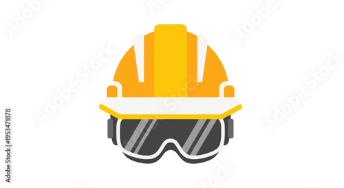 Yellow Hard Hat with Safety Goggles.