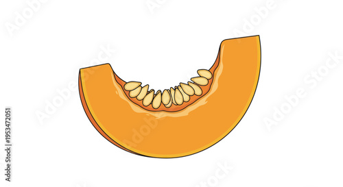 Half of a pumpkin with seeds.