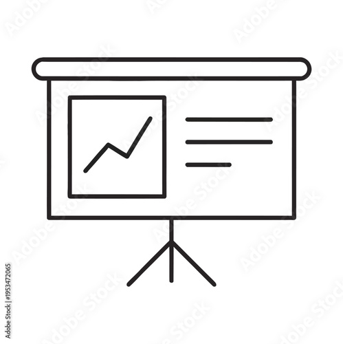 Vector of a projector screen displaying a graph and textual information on a tripod