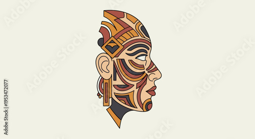 Decorative Aztec Warrior Head Profile.