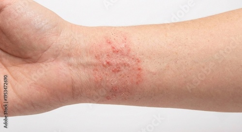 Contact Dermatitis Allergic Rash on Wrist Skin.