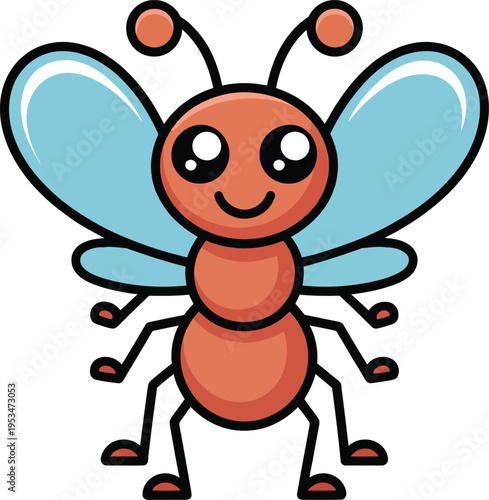 Cute firefly vector illustration, cartoon lightning bug character flying isolated on white background, glowing insect flat design