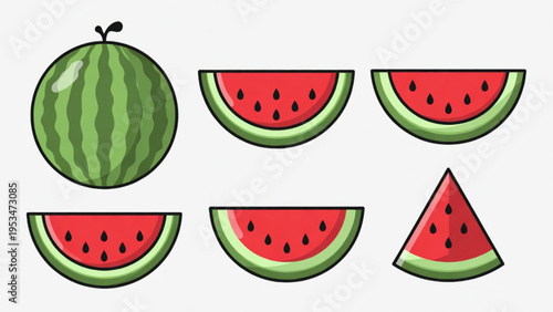 illustration of watermelon with slice