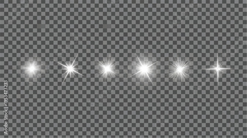 Set of glowing light effects, starbursts, and sparkles on, light effect