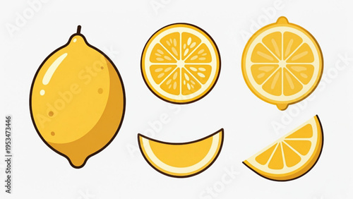 Illustration of whole and sliced orange icon on plain background 