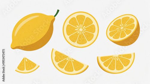 Illustration of whole and sliced orange icon on plain background 