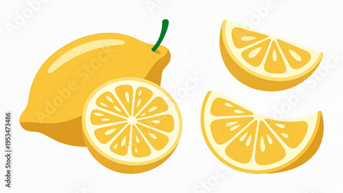 Illustration of whole and sliced orange icon on plain background 
