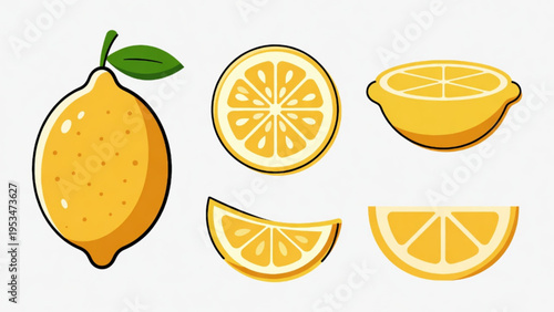 Illustration of whole and sliced orange icon on plain background 