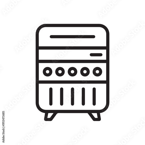Paper Shredder Icon Minimal Line Style Office Equipment Illustration