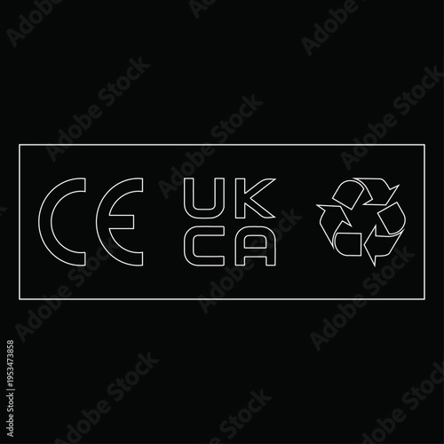 CE UKCA WEEE Symbol – Regulatory Compliance and Electronic Waste Disposal Icon