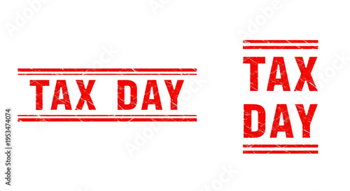 Tax day rubber stamp design with text on transparent background for financial and tax concepts