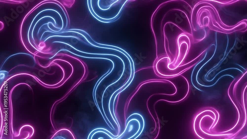Abstract Flowing Neon Light Trails on a Dark Background