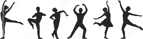 Silhouette collection of ballet dancers, graceful movement artwork, classical dance illustration, elegance and performance design inspiration