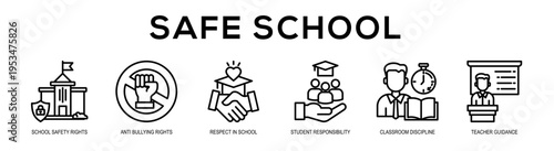 Safe School web banner illustration concept