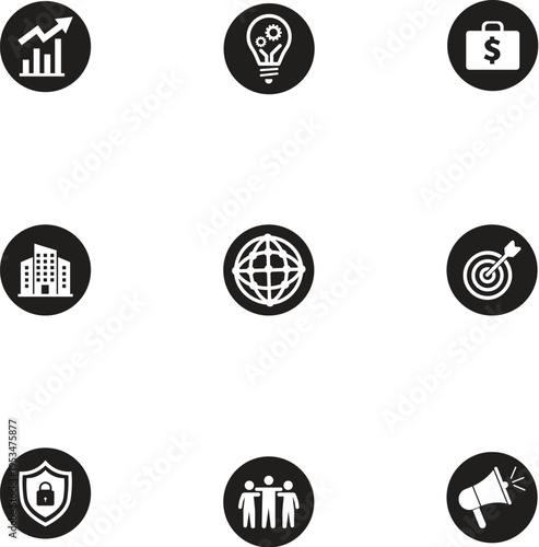 Professional Minimalist Business and Marketing Vector Icon Set