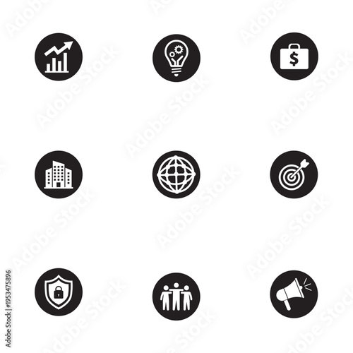 Professional Minimalist Business and Marketing Vector Icon Set