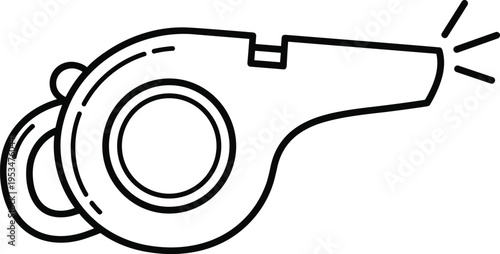 Whistle icon in line style representing referee signal alert sound and sports equipment communication symbol design