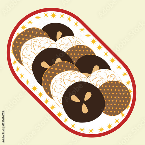 Assortment of cookies on a decorative platter