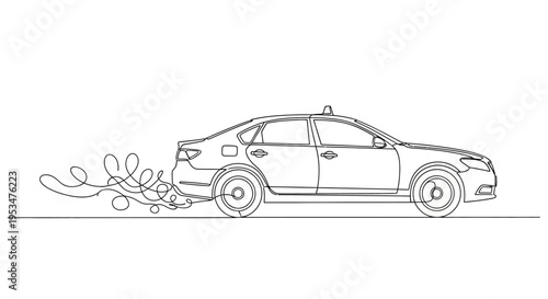 A car drives on a road with flowers sprouting from its back.